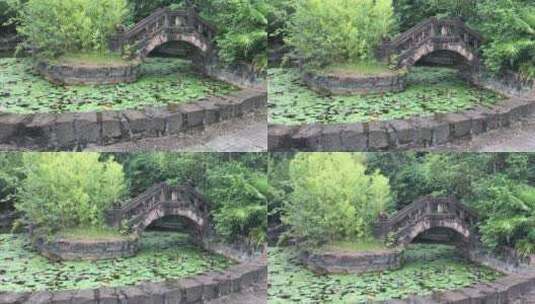 中国风古典园林小桥石桥荷塘中式高清在线视频素材下载
