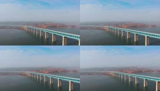 河南三门峡黄河特大桥航拍4k高清在线视频素材下载