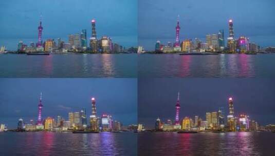 8K上海外滩陆家嘴全景日转夜景8K延时高清在线视频素材下载