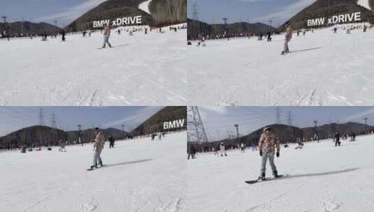 户外滑雪滑雪场滑雪的人高清在线视频素材下载