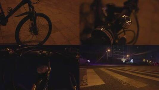 夜晚路边的单车高清在线视频素材下载
