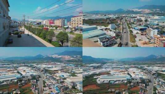 视频合集航拍广西贺州萧贺大道交通和工厂高清在线视频素材下载