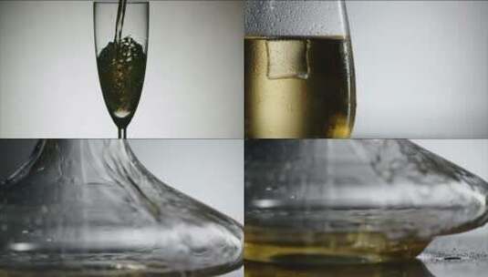 白葡萄酒香槟 醒酒器酒杯酒具摇晃酒杯倒酒高清在线视频素材下载
