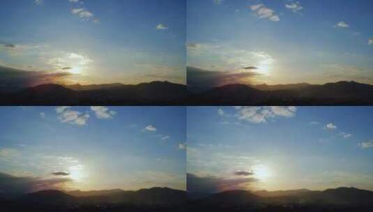 清晨山上日出延时 阳光云朵山峰早上太阳光高清在线视频素材下载