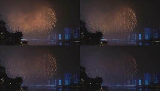 福建福州城市无人机表演烟花高清在线视频素材下载