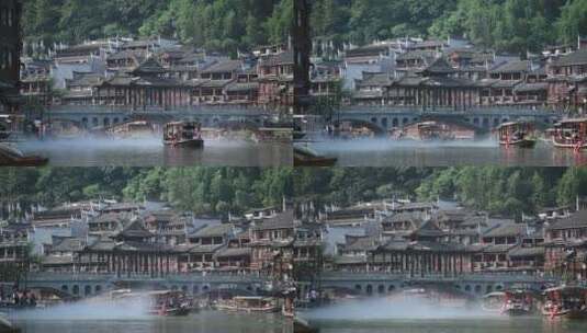 航拍湘西凤凰古城夜景视频高清在线视频素材下载
