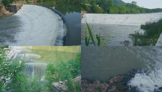 4K山水 水库 大坝 瀑布 素材高清在线视频素材下载
