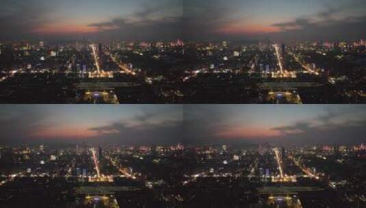 湖南长沙城市夜景火烧云航拍高清在线视频素材下载
