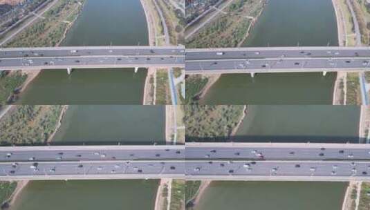 长沙浏阳河大桥航拍高清在线视频素材下载