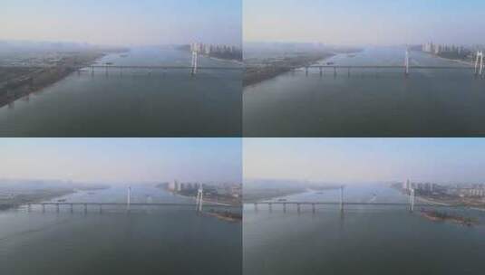 航拍长沙三汊矶大桥大桥交通高清在线视频素材下载