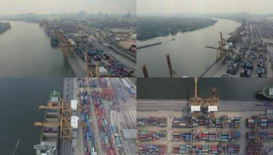 港口海运物流集装箱运输航拍高清在线视频素材下载