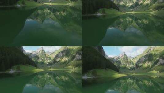 山谷中的湖泊高清在线视频素材下载