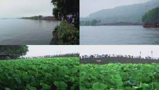 杭州西湖断桥烟雨江南4K视频合集高清在线视频素材下载