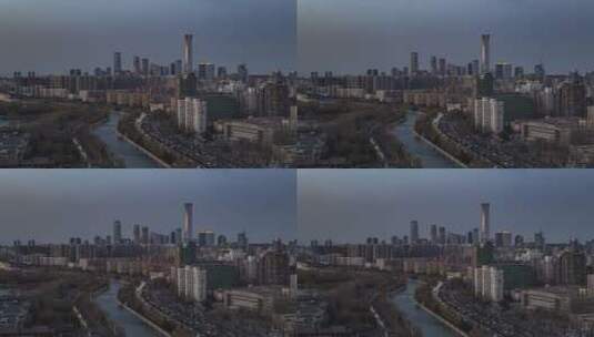 北京城市车流建筑中国尊日转夜高清在线视频素材下载