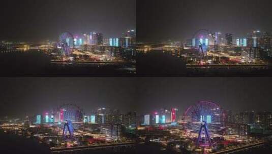 深圳欢乐港湾摩天轮夜景高清在线视频素材下载