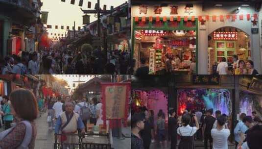 杭州河坊街历史街区市集4K视频合集高清在线视频素材下载