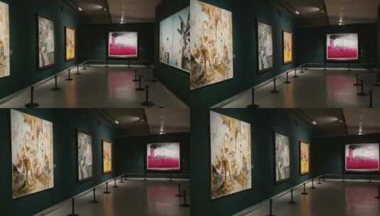 参观山东美术馆油画展画展亲子画展高清在线视频素材下载