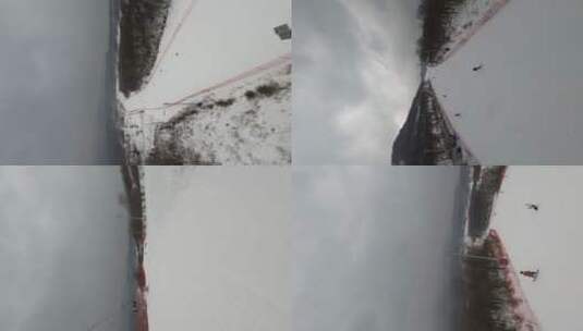 鳌山滑雪场滑雪极限运动高山滑雪航拍高清在线视频素材下载