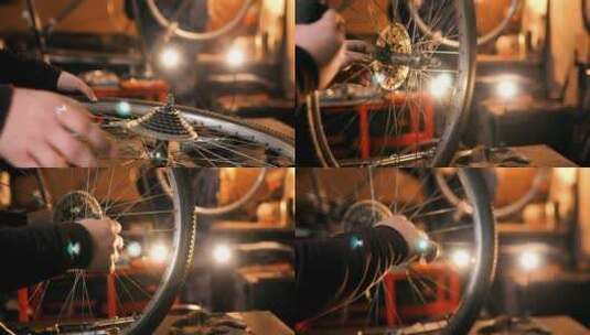 修理自行车轮胎齿轮组高清在线视频素材下载