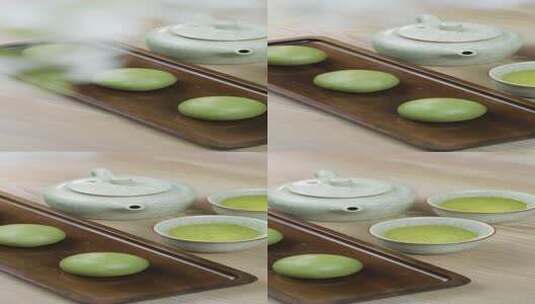 清明节品茶吃青团包青团高清在线视频素材下载