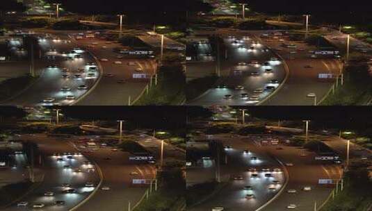 武汉汉阳鹦鹉大道琴台立交桥转盘夜晚车马路高清在线视频素材下载