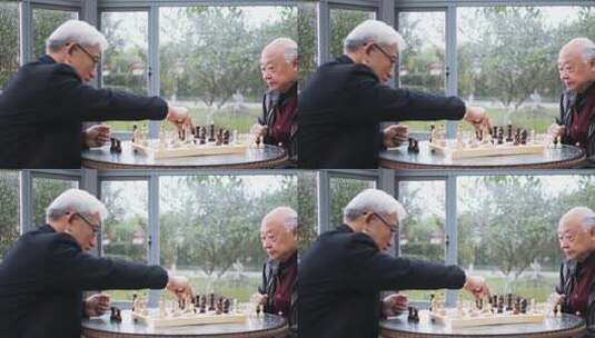 下棋的老年人高清在线视频素材下载
