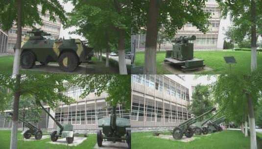 西安工业大学学校坦克大炮模型高清在线视频素材下载