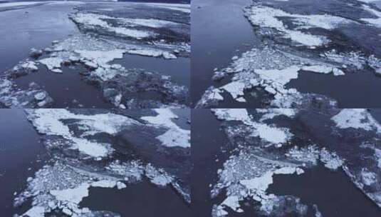 航拍海面和浮冰高清在线视频素材下载
