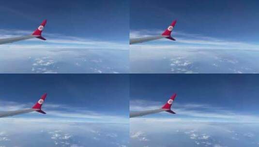 飞机机翼上看到的云海高清在线视频素材下载