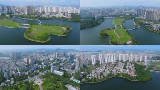 阳江市城区鸳鸯湖及城市楼群08高清在线视频素材下载