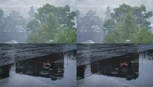 城市暴雨下雨街头高清在线视频素材下载