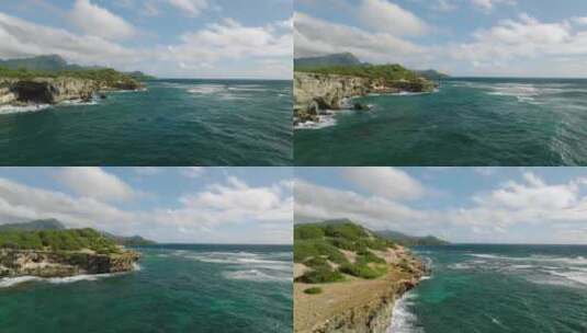航拍镜头下蓝色大海高清在线视频素材下载