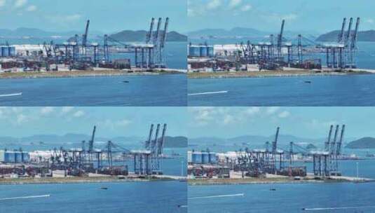 航拍广东惠州海边惠州港工业物流集装箱码头高清在线视频素材下载