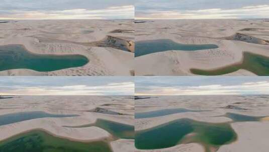 白色沙丘和蓝色的湖高清在线视频素材下载