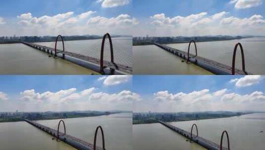 航拍杭州之江大桥高清在线视频素材下载