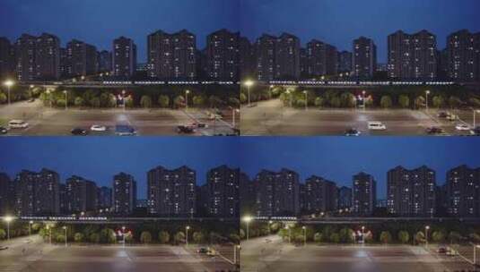航拍上海轨道交通车流夜景高清在线视频素材下载