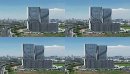 杭州滨江新区城市建设交通航拍高清在线视频素材下载