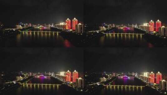 航拍江西赣州城市夜景灯光高清在线视频素材下载