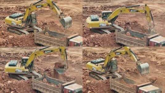 挖掘机装载土方高清在线视频素材下载
