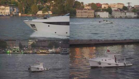 高清4k土耳其快艇游船小船海峡高清在线视频素材下载