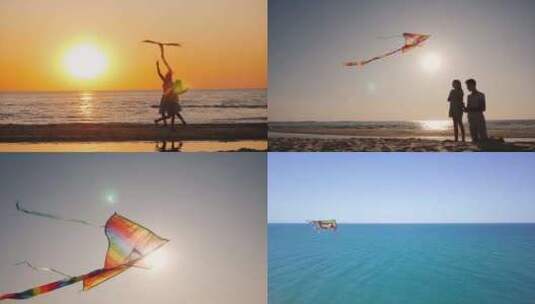 【合集】海边放风筝的人高清在线视频素材下载
