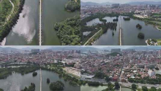 晋江安平桥旅游景区航拍高清在线视频素材下载