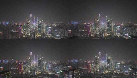 广州珠江新城灯光秀夜景航拍高清在线视频素材下载