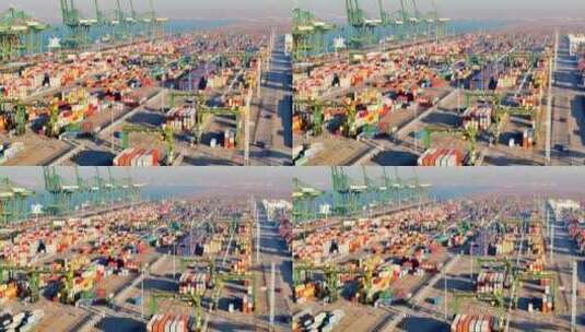 4K天津港码头集装箱物流货运海洋运输高清在线视频素材下载