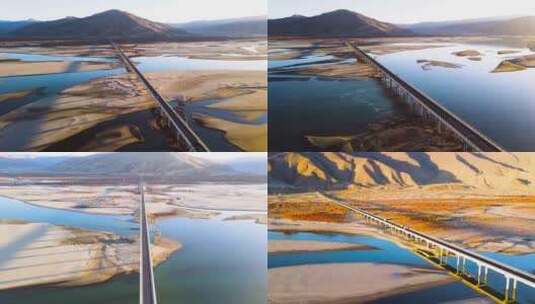 雅鲁藏布江上的扎囊特大桥高清在线视频素材下载