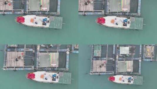 海陵岛马尾岛鱼排航拍高清在线视频素材下载