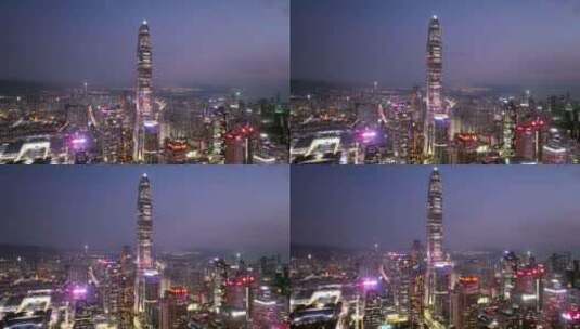 航拍深圳平安中心大厦夜景高清在线视频素材下载