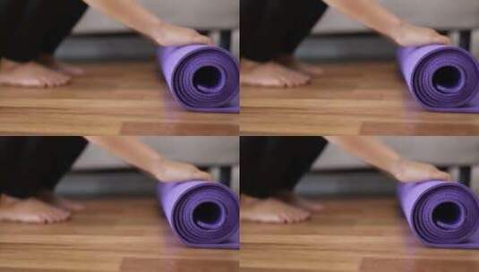 瑜伽健身瑜伽垫高清在线视频素材下载