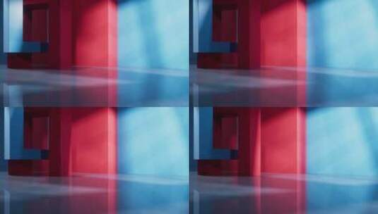 蓝红色室内空间光影移动循环高清在线视频素材下载