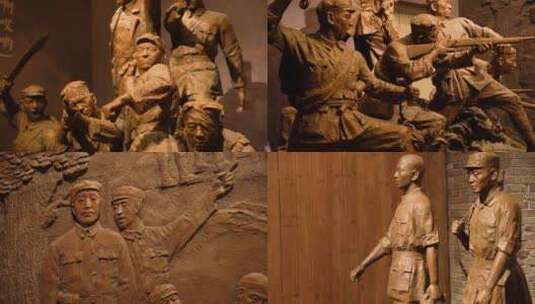4K解放军红军中国军人古风雕像高清在线视频素材下载